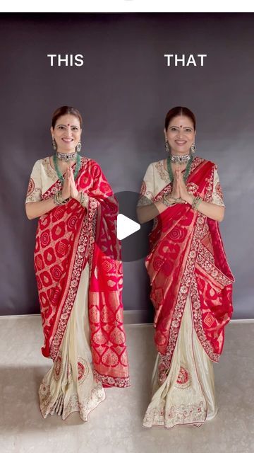 Heena Gehani on Instagram: "Celebrate this teej in elegance with This Red Pure Silk Heavy Work Saree! 🌟 Crafted from luxurious silk with intricate embroidery and rich detailing, it’s perfect for the occasion. 
Check out this video to see the stunning saree in action. Feel the love and prosperity in every stitch!

✨ Thrilled to collaborate with @desiluk_fashion_pvt_ltd to bring you this beautiful saree, design no. 65 K.C! 🌸 Get 10% off with the code HEENA10 at www.desilukfashion.com. Don’t miss out on these stunning designs! 💖 

Check my story for the product link 🔗 

#DesilukFashion #SareeLove #Collab #FashionDiscount" Teej Saree Look Indian, Silk Saree Draping Styles, Saree Draping Styles Wedding, Saree With Dupatta, How To Wear A Sari, Heavy Work Saree, Saree Drapes, Dupatta Style, Embroidery Sarees