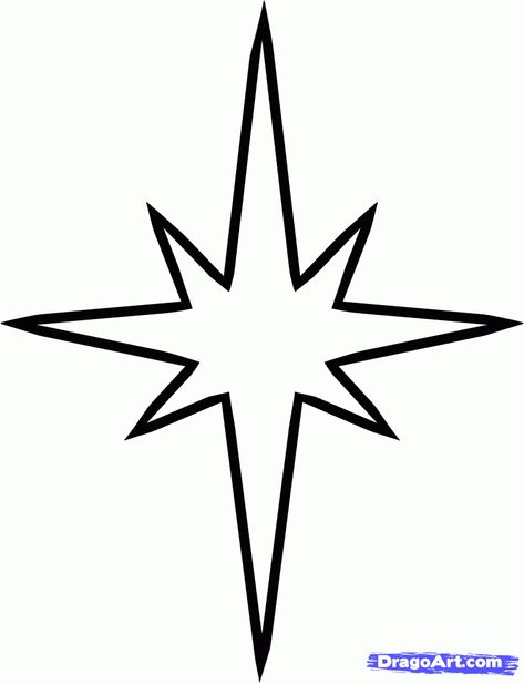 how to draw a christmas star step 4 Shooting Star Drawing, Star Template Printable, Nativity Star, Star Coloring Pages, Printable Star, Star Clipart, Star Template, Christmas Tree Star, Black And White Stars