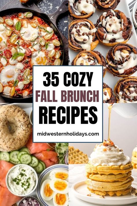 These sweet and savory fall brunch recipes, from warm cinnamon-spiced baked goods to hearty egg bakes and main dishes, are perfect for a casual get-together, special Sunday brunch, or any autumn morning. Cool Brunch Ideas, Special Brunch Ideas, Sweet And Savory Brunch, Delicious Brunch Ideas, Brunch Potluck Ideas Crock Pot, Yummy Brunch Ideas, Hearty Brunch Ideas, Large Group Brunch Ideas, Thanks Giving Brunch