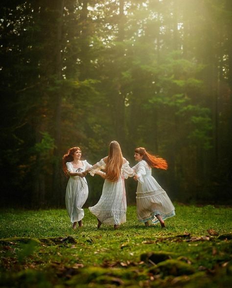 Midsummer Maidens | June | Summer | followmeaway Whimsical Photoshoot, Fairy Photoshoot, Woman Singing, Figurative Artists, Beltane, Pretty Photos, Friend Photoshoot, White Dresses, Photoshoot Inspiration