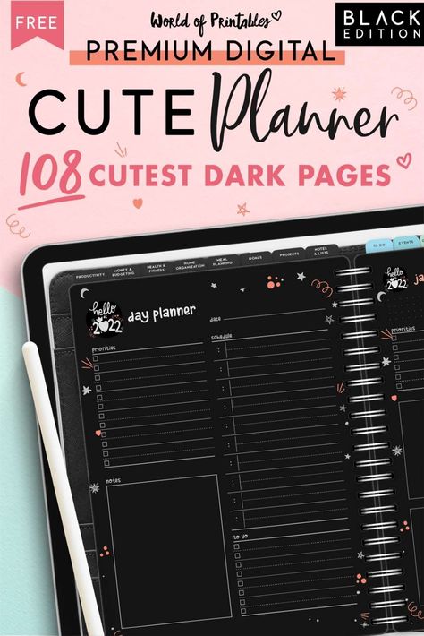 Free Download Planner Goodnotes, Ipad Calendar Template Goodnotes, Digital Planner Template Ideas, Goodnotes Template Free Paper Cute, Goth Digital Planner, Procreate Planner Template, Procreate Calendar Template, Digital Budget Planner Free Download, Free Hyperlinked Notebook