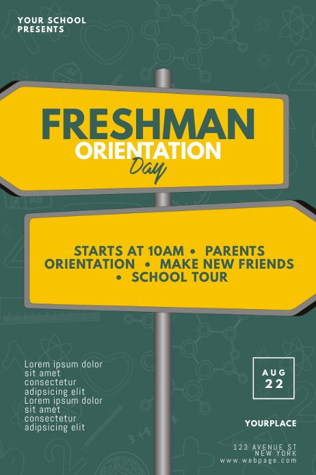 Orientation Poster, Parent Orientation, College Orientation, Freshman Orientation, Orientation Day, College Flyer, Wall Wardrobe Design, College Event, School Flyer