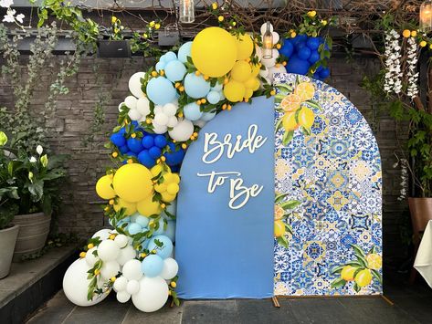 Bride to be decor, Positano Italian Theme 🍋 What theme would you like? #stamford #greenwich #darien #westport #ridgefield #wilton #norwalk #fairfiled #party #partyideas #partyrentals #rentals #partyideas #partyplanner #newcanaan #weston #positanothemebridalshower #positanothemewedding #italiantheme Amalfi Coast Theme Dessert Table, Positano Shower Theme, Positano Theme Party Decorations, Positano Decor, Positano Theme Party, Positano Party, Italy Party Theme, Positano Theme, Italian Engagement