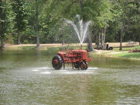 Old Truck Fountain, Truck Water Feature, Old Truck Water Fountain, Old Truck Waterfall Pond, Old Tractor Landscaping, Truck Fountain, Truck Waterfall, Pond Fountains, Pond Landscaping