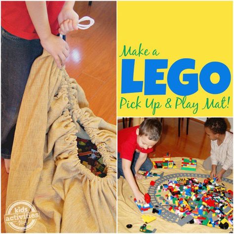 Make a LEGO Pick Up and Play Mat - Kids Activities Blog Diy Lego Storage, Kids Room Organization Diy, Lego Storage Organization, Lego Hacks, Diy Kid Activities, Diy Toy Storage, Diy Lego, Toy Storage Solutions, Smart Toys