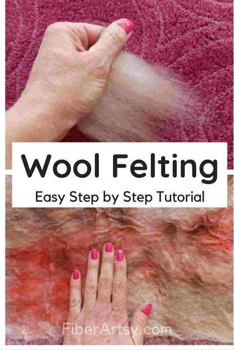 Wet Felting Tutorial, Tovad Ull, Felting Tutorial, Felting Techniques, Needle Felting Diy, Wool Felt Projects, Wet Felting Projects, Felted Wool Crafts, Wool Felting