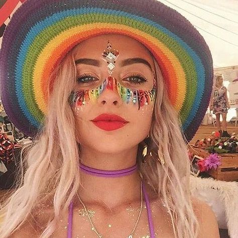 The best festival accessoreis and fashion over at RaveHackers.com Rainbow Makeup, A Rainbow, Festival Wear, Makeup Looks, Rainbow, Festival, Paint, Makeup, Make Up Looks