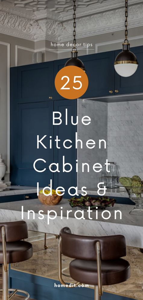 Looking for the perfect blue kitchen cabinet ideas for your kitchen makeover? Explore timeless and modern blue cabinet color ideas for every shade and kitchen style. Whether you're aiming for modern rustic, dark moody, minimalist, or luxury kitchens, we've gathered the ideal painted blue cabinet ideas and paint colors for you! Kitchen Blue Cabinets Black Countertop, Best Blue Color For Kitchen Cabinets, Blue Cabinets In Kitchen, Blue Cabinets With Black Countertops, Modern Blue Kitchen Cabinets, Blue Kitchen Cabinets Black Countertop, Blue Cabinets Black Countertops, Dark Navy Kitchen Cabinets, Blue Cabinets Black Hardware