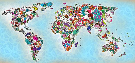 Magic World Map. A magical remake of the continents of the world. (Image Source: CreativeDesign) Magic Source, Cool World Map, The World Map, Globe Art, World Map Art, Volunteer Abroad, World Globe, Pretty Photos, Vintage Maps