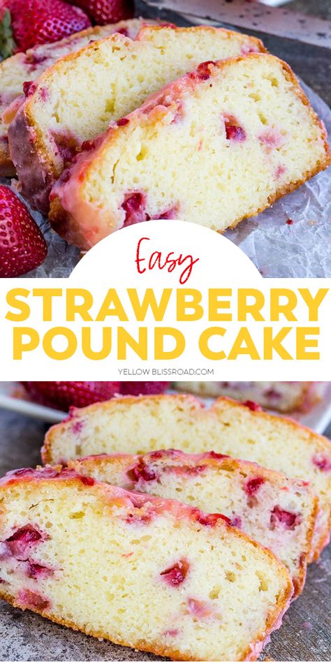 Strawberry Bread Recipes, Fresh Strawberry Recipes, Strawberry Pound Cake, Strawberry Bread, Strawberry Dessert Recipes, Strawberry Cake Recipes, Pound Cake With Strawberries, Front Porch Christmas Decor Ideas, Porch Christmas Decor Ideas