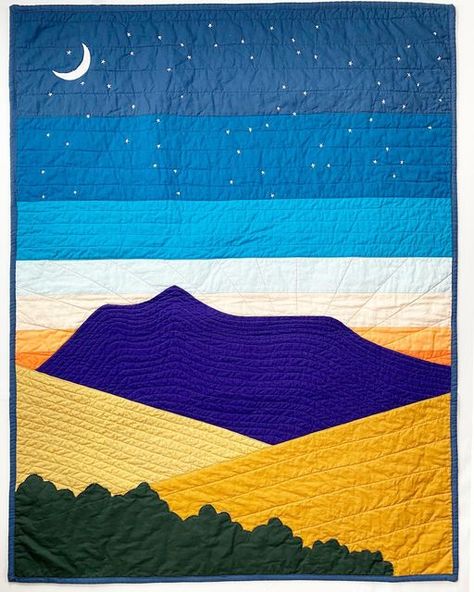 Constellations Embroidery, Cloud Quilt, Mt Tamalpais, Sky Quilt, Moon Quilt, Landscape Quilt, Applique Quilt Patterns, Applique Quilt, Custom Quilts