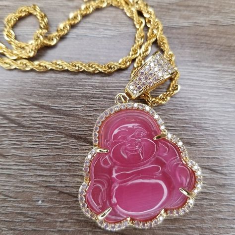 Jade Buddha, Dope Jewelry Accessories, Pink Pendant, Buddha Jewelry, Buddha Necklace, Pink Jade, Buddha Pendant, Crystal Jewellery, Jewelry Accessories Ideas