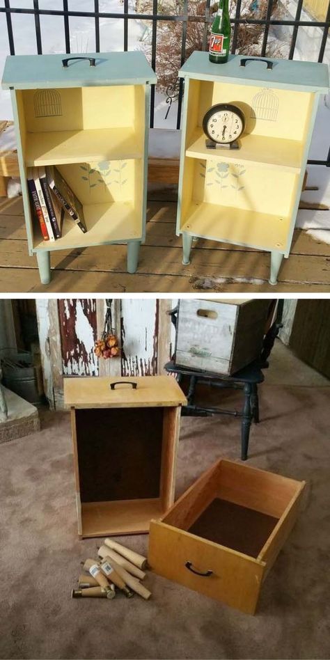 Diy Furniture Makeover, Diy Side Table, Old Drawers, Hemma Diy, Decor Ikea, Dekor Diy, Astuces Diy, Diy Casa, Diy Furniture Hacks