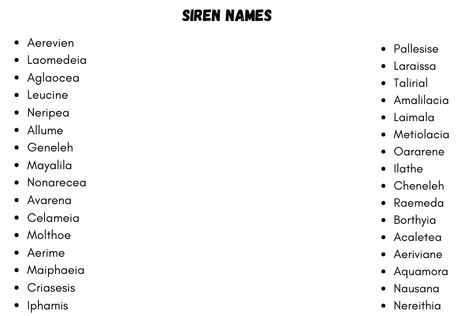 Mermaid Names Goddesses, Incubus Names, Names That Mean Sea Or Ocean, Names That Mean Siren, Siren Language, Ocean Names Aesthetic, Siren Names Male, Cool Villain Names, Siren Names Girl