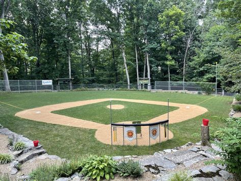 Mini Baseball Field Backyard, Backyard Baseball Field, Baseball Backyard, Wiffle Ball Field, Backyard Sports, Backyard Baseball, Wiffle Ball, Entertaining Space, The Sandlot