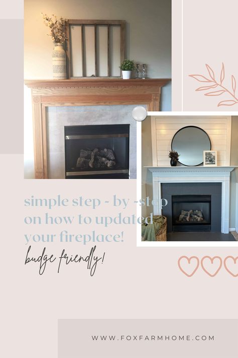 My fireplace was screaming 90s complete with golden oak and tan tile. This budget friendly fireplace update has transformed our living room. Fireplace Surround Diy, Gas Fireplace Makeover, 1930s Fireplace, Tan Tile, Oak Mantle, Stucco Fireplace, Summer Bucket List Ideas, Ultimate Summer Bucket List, Oak Mantel