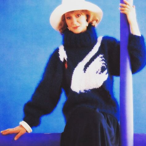 Next on my #knit list from recent #vintage pattern books I acquired :) #melusinewic #ravenmorfox #beastlyknits #fowlknits #countrysweaters Intarsia Knitting Charts, Swan Bird, Pull Mohair, Intarsia Knitting, Vintage Knitwear, Knitting Machine Patterns, Turtleneck Pullover, Mohair Yarn, Vintage Knitting Patterns