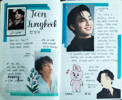 jungkook ..with a auspicios smile.. Jeon Jungkook Journal Ideas, Jungkook Scrapbook Ideas, Jungkook Diary Ideas, Jungkook Journal Ideas, Jungkook Journal, Bts Diary, Bts Ages, Bts Journal, Journal Inspiration Writing