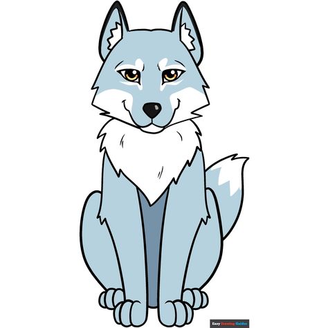 How to Draw a Cartoon Wolf Sitting Wolf Drawing, Simple Wolf Drawing, Wolf Easy Drawing, Cartoon Wolf Drawing, Wolves Drawing, Cartoon Drawing Ideas, Wolf Drawing Easy, Mascot Ideas, Wolf Cartoon