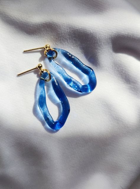 Gorgeous glass earrings in beautiful blue color.  Earrings catch the light beautifully. Perfect for adding an unexpected pop of colour to your everyday essentials. Earrings are made from hard and durable borosilicate glass.  My jewellery is created to strengthen your natural beauty and power. Perfect for sensitive ears because of their lightness and combination with surgical steel (silver or gold) earrings parts. Each piece is handmade in the lampworking techinque, which gives it a unique charac