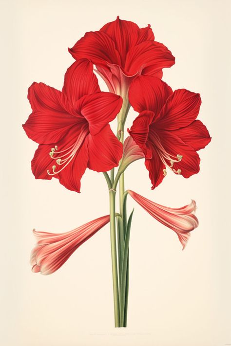 5 Amaryllis Images:(Beautiful Botanicals) - The Graphics Fairy Amaryllis Tattoo, Red Amaryllis, Queens Wallpaper, Amaryllis Flowers, Illustration Botanique, Hur Man Målar, Design Tattoo, Botanical Drawings, Small Tattoo