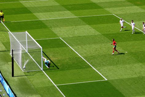 Soufiane Rahimi of the Moroccan men's national football team finds the back of the net on a penalty kick vs the USA in a quarterfinal match at the Paris 2024 Summer Olympics.

#photo #photography #photographer #photooftheday #sportsphotography #paris #paris2024 #olympics #olympicgames #football #futbol #soccer 2024 Summer Olympics, Penalty Kick, 2024 Olympics, National Football Teams, Summer Olympics, Sports Photography, The Net, Olympic Games, Photo Photography