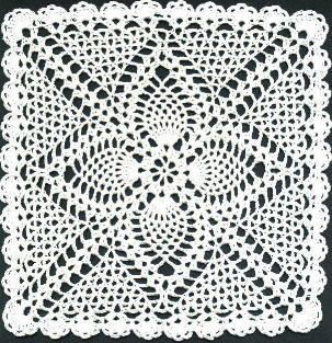 Square Pineapple Doily Free Crochet Square, Pineapple Doily, Crochet Pineapple, Free Crochet Doily Patterns, Crocheted Doilies, Crochet Dollies, Pineapple Crochet, Crochet Blocks, Crochet Thread