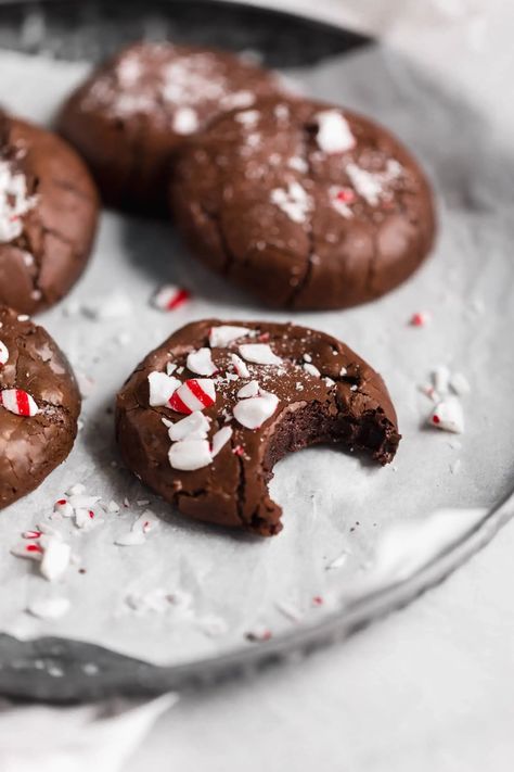 Peppermint Brownie Cookies, Christmas Brownie, Peppermint Brownie, Holiday Baking List, Christmas Brownies, Broma Bakery, Peppermint Brownies, Mint Brownies, Cookie Brownie Recipe