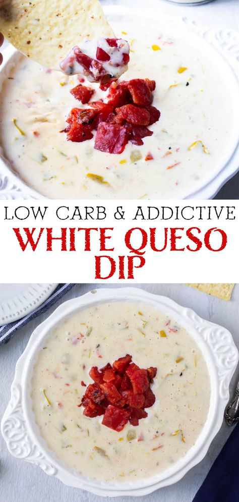 Low Carb Mexican Appetizers, Keto Queso Dip Easy, Low Carb Mexican Dip, Healthy Dips And Appetizers Low Carb, Keto Appetizer Dip, Keto Hot Dip Recipes, Low Carb Easy Appetizers, Keto Chicken Queso, Low Carb Recipes Mexican