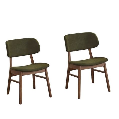 Lifestorey Rory Dining Chair (Set of 2) - On Sale - Bed Bath & Beyond - 30141468 Green Upholstered Dining Chairs, Cushioned Chair, Green Dining Chairs, Apartment Dining, Extension Table, Mid Century Dining, Mid Century Chair, Green Chair, Armless Chair