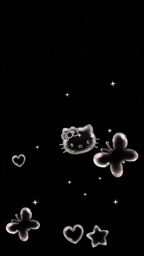 Wallpaper Backgrounds Dark Hello Kitty, Glitter Hello Kitty Wallpaper, Sanrio Black Background, Hello Kitty Wallpaper Iphone Black, Hello Kitty Wallpaper Aesthetic Dark, Cute Wallpapers Aesthetic Pastel Dark, Hello Kitty Black Background, Dark Hello Kitty Wallpaper, Black Hello Kitty Wallpaper