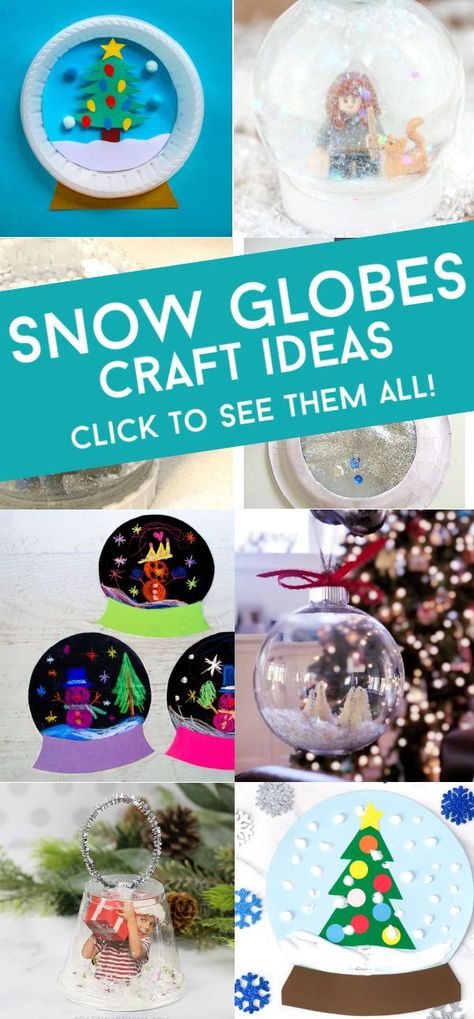 These Snow Globe Crafts for kids are great for creating this winter. From traditional jars to easy paper plates, you'll find a project that is perfect for your child. Make them with your preschool class, at a holiday party, or at home with your family. #snowglobes #craftsforkids #twitchetts Kindergarten Snow Globe Craft, Contact Paper Snow Globe, Toddler Snowglobe Craft, Snowglobes Craft For Kids, How To Make Snow Globes For Kids, Snowglobe Art For Kids, Globe Ornaments Diy Kids, Snow Globe Crafts For Toddlers, Paper Snowglobe Craft