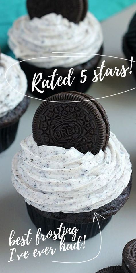 Oreo Buttercream Frosting, Frosting Decorating, Cookies And Cream Cupcakes, Cookies And Cream Frosting, Cookie And Cream Cupcakes, Chocolate Cupcakes Filled, Oreo Frosting, Delicious Cupcakes Recipes, Oreo Buttercream