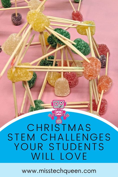 Keep your students engaged and focused with these Christmas STEM challenge activities! Students will have lots of energy to spare this winter season, so give them some hands on challenges to keep their brains excited and focused. These Winter and Christmas STEM activities include challenges such as building, testing and problem solving. Students will love using creativity and problem solving to solve these Christmas STEM challenges. #STEM #Christmas #math #science Christmas Problem Solving Activities, Christmas Stem Challenges Elementary, Christmas Crafts For Upper Elementary Students, Christmas Stem Activities Kindergarten, Christmas Stem For Kindergarten, Candy Cane Stem Challenge, Girl Scout Holiday Activities, Christmas Themed Stem Activities, Christmas School Projects