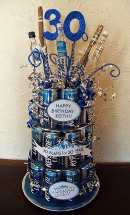 Life on E Avenue: Beer cake diy (30 beers for 30 years!) Diy Beer Cake, Beer Cakes, Beer Can Cakes, Birthday Beer Cake, 30th Bday Party, Birthday Men, Cake In A Can, Beer Cake, Beer Birthday