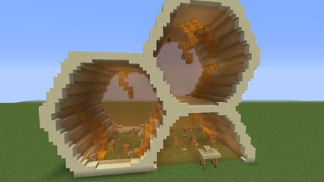 Bee Habitat Minecraft, Cute Minecraft Bee Farm, Bee Dome Minecraft Build, Minecraft Bee Farm Design, Minecraft Bee Ideas, Minecraft Sheep Build, Honeycomb Minecraft, Honey Farm Minecraft, Minecraft Bee Sanctuary Ideas