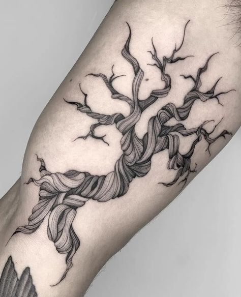 Madrone Tree Tattoo, Twisted Tree Tattoo, Juniper Tree Tattoo, Spooky Tree Tattoo, Dead Tree Tattoo, Twisty Tree, Aspen Trees Tattoo, Border Tattoo, Birch Tree Tattoos