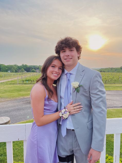 senior ball, prom, senior prom, couples picture, prom inspo pic, inspiration pictures, cute prom Purple Prom Pictures, Prom Pictures Ideas For Couples, Lilac Prom Dress Couple, Prom Pics Inspo With Boyfriend, Cute Couple Dance Pictures, Couple Poses Dance, Lilac Prom Couple, Purple Prom Dress Couple, Pastel Homecoming Dresses