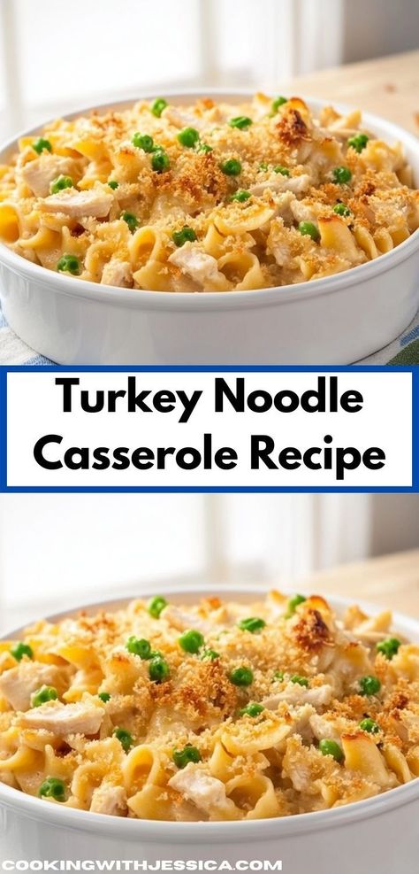 Need a quick and delicious dinner option? Discover this Turkey Noodle Casserole, featuring simple ingredients and minimal prep time. It’s a family-friendly casserole recipe that’s sure to become a weeknight favorite. Turkey And Noodles Recipe, Turkey Casserole Recipes Leftover, Turkey Noodle Casserole, Turkey Casserole Recipe, Noodle Casserole Recipes, Yummy Casserole Recipes, Turkey Casserole, Leftover Turkey Recipes, Noodle Casserole