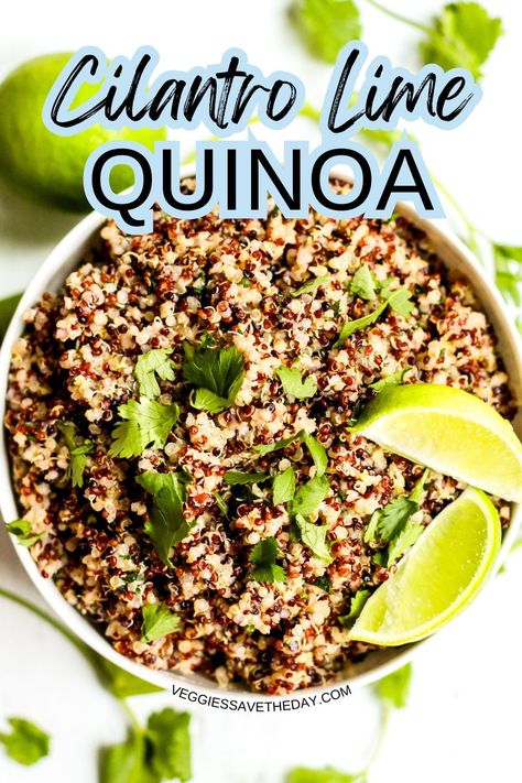 Give quinoa a flavor boost with this easy Cilantro Lime Quinoa recipe. It only requires 5 ingredients and can be prepared on the stove or in an Instant Pot. Enjoy it as a side with your favorite Mexican dishes or in a bowl with beans and vegetables. Beans And Vegetables, Grain Dishes, Cilantro Lime Quinoa, Lime Quinoa, Quinoa Recipe, Vegan Side Dishes, Side Dishes Recipes, Vegan Sides, Rice Grain