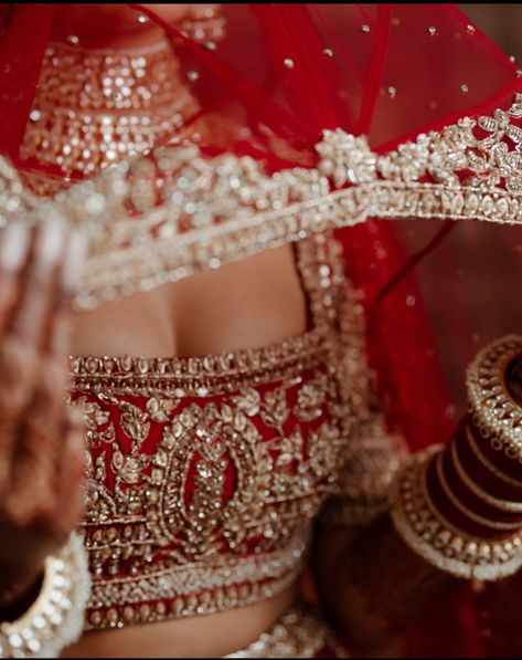 Indian Bride Aesthetic, Latest Bridal Lehenga, Indian Bride Outfits, Punjabi Bride, Hindu Bride, Indian Bridal Lehenga, Bridal Lehenga Red, Bridal Outfit, Desi Aesthetic