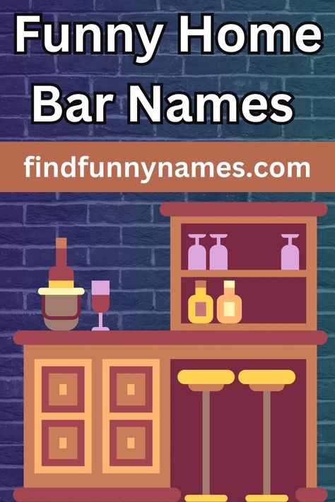 Join the trend of home bar enthusiasts and get inspired by our extensive list of funny home bar names. Whether you're a fan of puns, pop culture references, or just want something unique, we've got you covered. So go ahead, mix up your favorite cocktails, and let the laughter flow. #FunnyHomeBarNames #HomeBarHumor #HilariousBarIdeas #WittyBarNames #EntertainmentWithHumor. Home Bar Names Ideas, Bar Names Ideas, Bar Names, Game Cafe, Outside Bars, Home Pub, Personalized Bar Signs, Fancy Cocktails, Funny Names