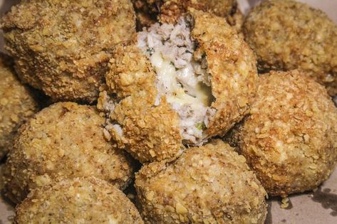 Pepper Jack Cheese-Stuffed Fried Boudin Balls | Realtree Camo Boudin Stuffing Recipe, Fried Boudin Balls Recipe, Venison Ribs, Boudin Balls Recipe, Game Time Food, Boudin Recipe, Boudain Recipes, Venison Backstrap Recipes, Backstrap Recipes