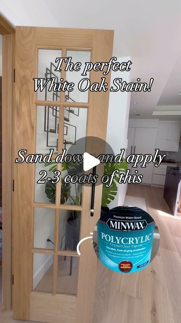 OneSqFtATime | Home & Lifestyle on Instagram: "This stain preserves the natural look of the white oak and does not require any mix or combination of multiple stains/colors.   Easily available and a very economical alternative.   FYI - Our doors are white oak   #whiteoakstain #whiteoak #unfinisheddoor #frenchdoor #newhomeconstruction #ourbuildingjourney #frombuildtobuilt #homebuildingjourney #homebuildingandrenovating #renovating #onesqftatatime #officeroom #homebuilding #frombuildtobuilt #homebuild #makingourhouseahome #homerenovationideas" Interior Doors Natural Wood, White Wash Doors Interior, White Oak Door Exterior, Natural Wood Doors With White Trim, White Oak House Interior, Weathered Oak Stain On White Oak Cabinets, White Oak Baseboards, White Oak Pantry Door, Painting Oak Doors