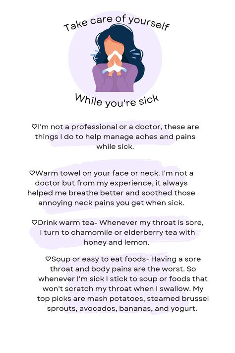 Self Care Sick Days, When Your Sick, Tips For A Sick Day, How To Get Better From Being Sick Fast, Sick Self Care, Self Care When Sick, How To Take Care Of Yourself When Sick, Sick Tips, What To Do When Your Sick