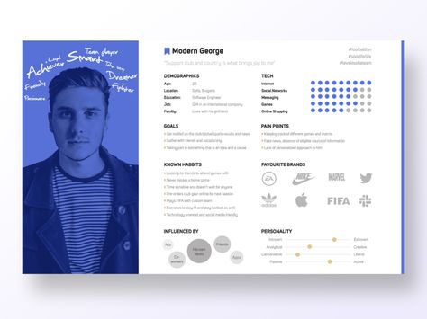 User persona detailed profile by Krasi Stoimenov on Dribbble Persona Ux, Ux Persona, Persona Examples, Personas Design, Ux Design Portfolio, Customer Persona, Youtube Banner Template, User Flow, Quote Template