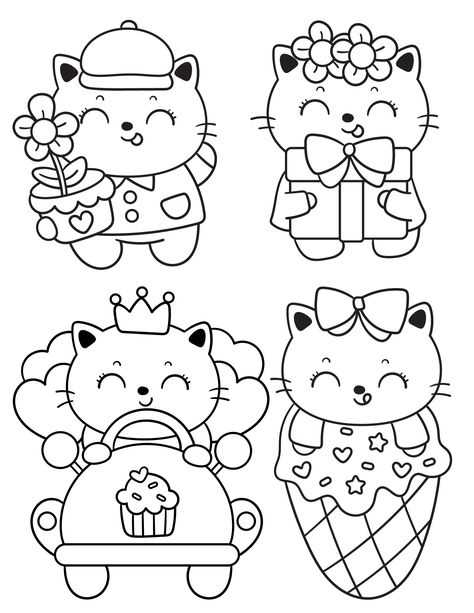 "Do you think that kawaii cats are purr-tastic? If so, you're not alone! These cute kittens are all the rage, especially when it comes to coloring pages! Our next set of free coloring pages for kids and adults features these fur-tastic felines and offer hours of coloring fun with 14 free coloring sheets. Pull out your pencils or your markers turn these cute kittens into colorful drawings that everyone will love with these free kawaii cat coloring pages. " Kawaii Cat Coloring Pages, Cat Coloring Pages, Free Coloring Pages For Kids, Kawaii Cats, Cat Coloring, Free Coloring Sheets, Kawaii Cat, Cute Kittens, Colorful Drawings