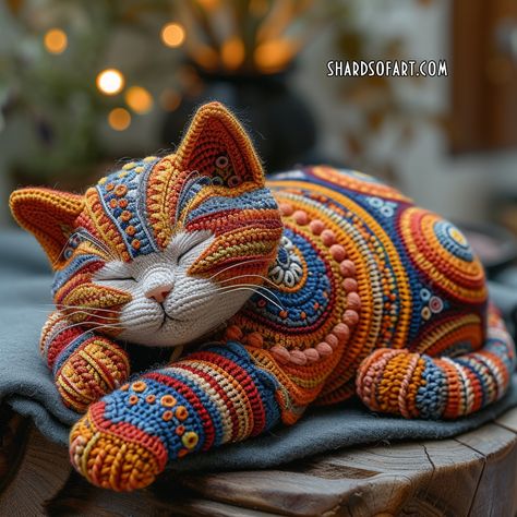 Klimt Crochet Cats (public collection) | Patreon Crochet Taxidermy, Kat Haken, Crochet Cats, Crocheted Cat, Crochet Cat Pattern, Knitted Cat, Crochet Animals Free Patterns, Chale Crochet, Crochet Bear