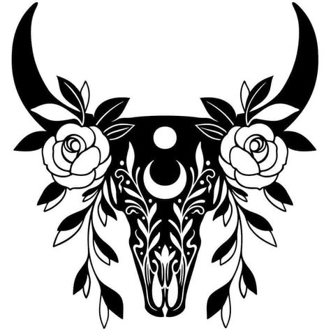 Skull Cricut Projects, Bull Skull Svg, Western Svg Country, Cow Head With Flowers Svg, Skull Svg Cricut, Country Tattoos, Skulls Drawing, Silhouette Clip Art, Book Tattoo