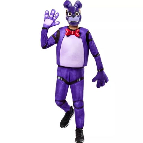 Kids Bonnie Costume - Five Night's at Freddy's - Spirithalloween.com Bonnie Costume, Freddy Toys, Plastic Mask, Titanium Belly Ring, Toy Bonnie, Padded Vest, Titanium Jewelry, Pride Tshirts, Movie T Shirts